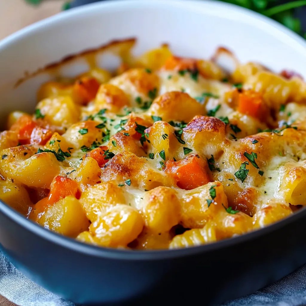 Gnocchi Kürbis Auflauf mit Lauch