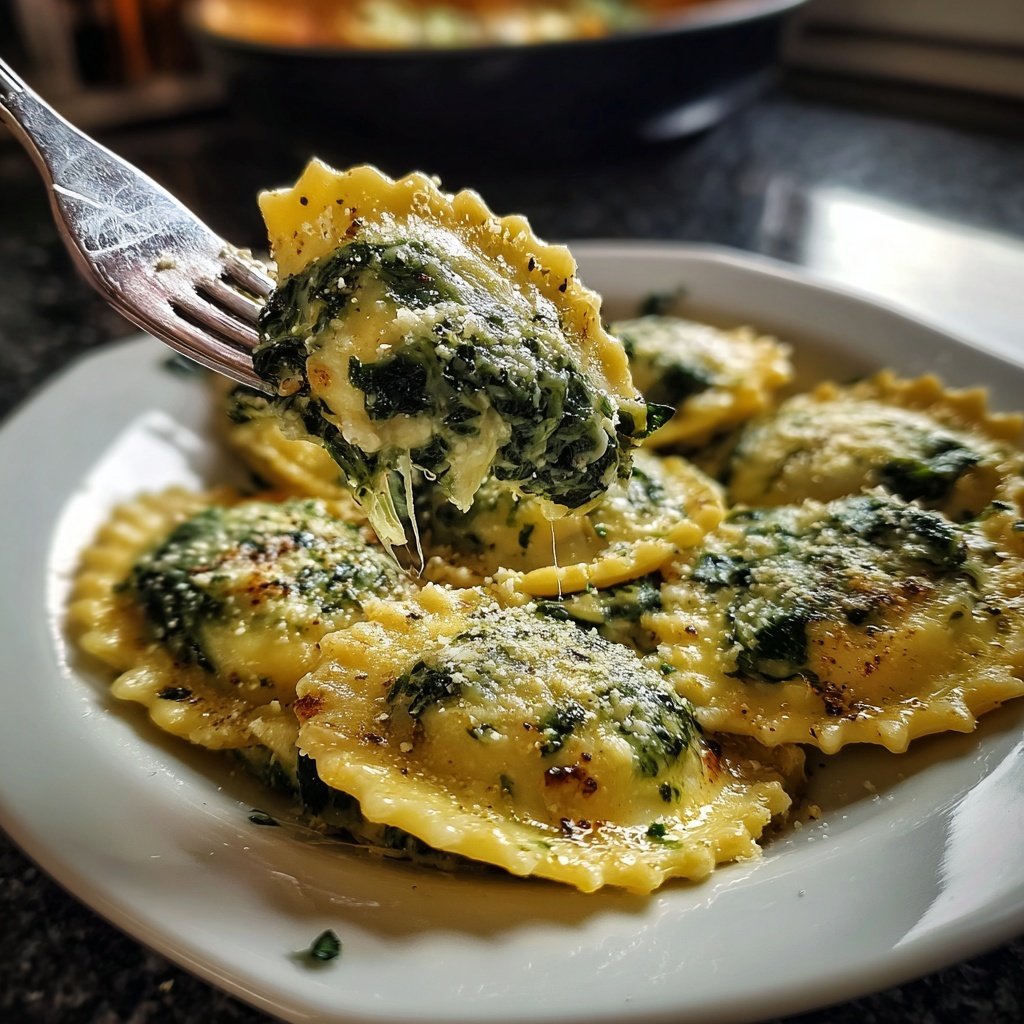 Ravioli mit Spinat und Butter-Salbei-Sauce