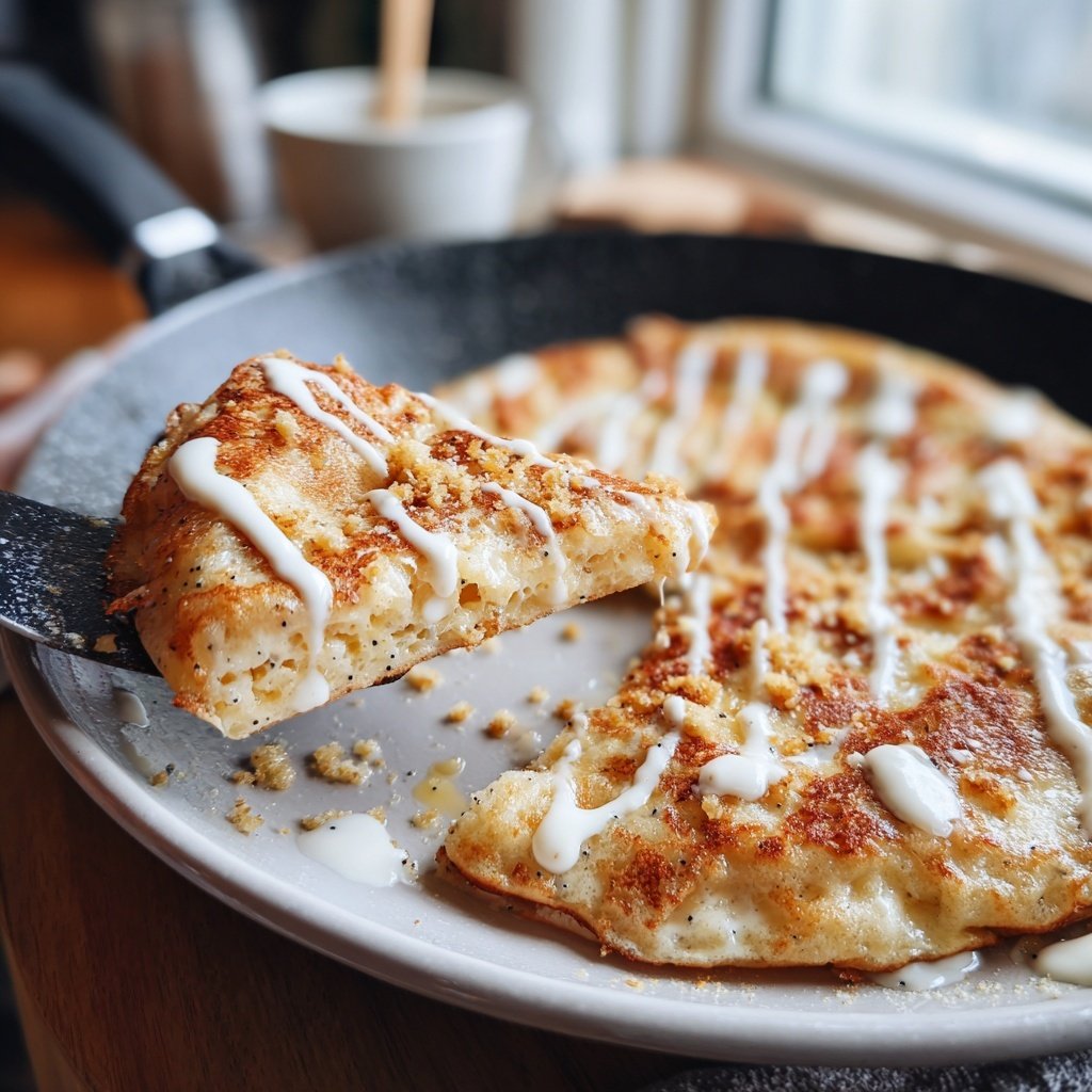 Pfannkuchen mit Mohn und Vanillequark