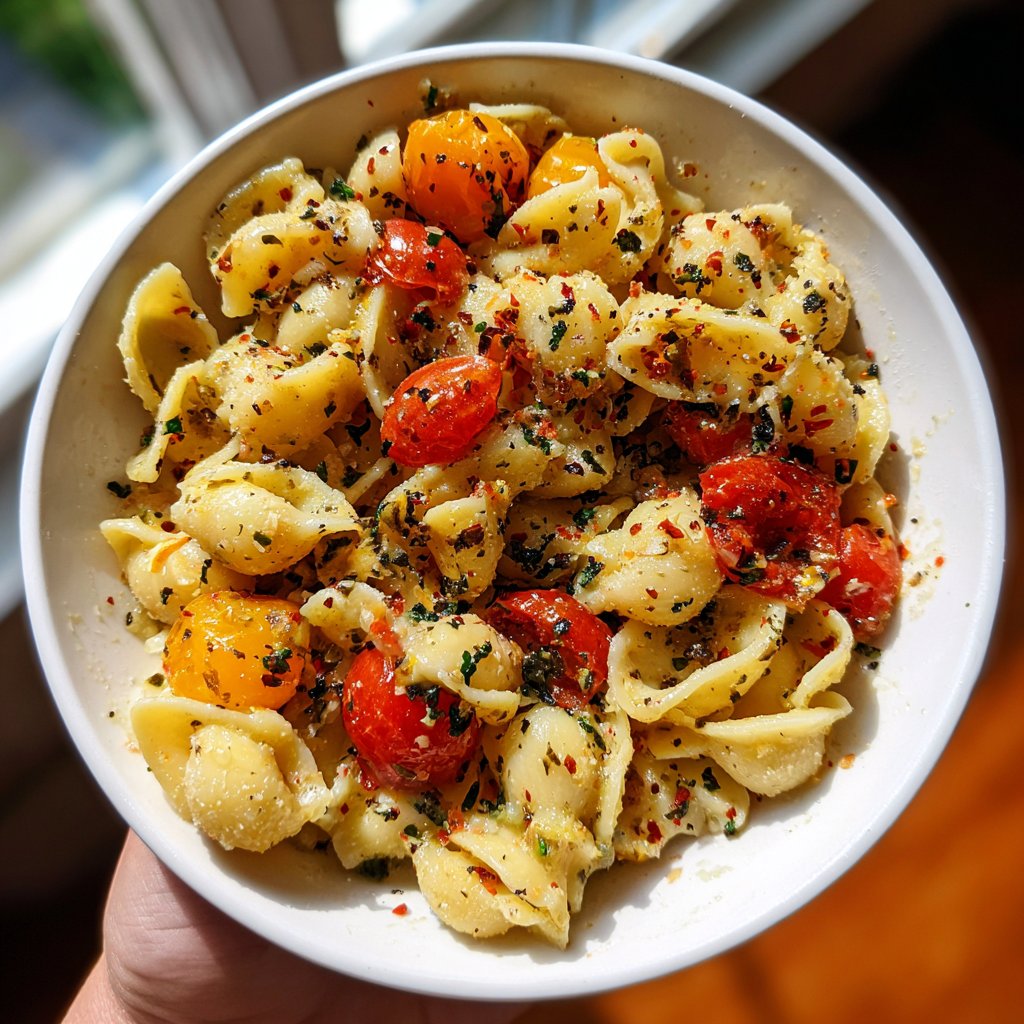 Abendessen mit Pasta und Gemüse