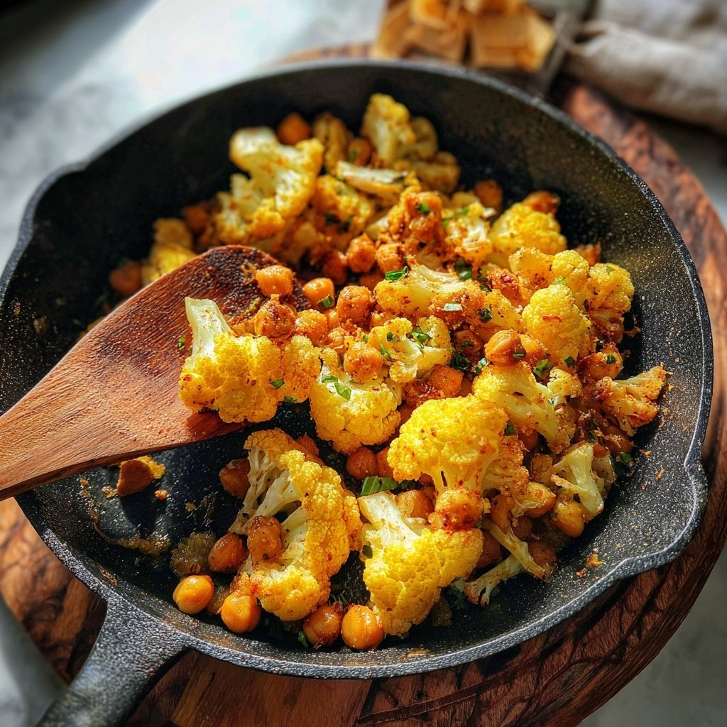 Blumenkohl Pfanne Mit Kichererbsen