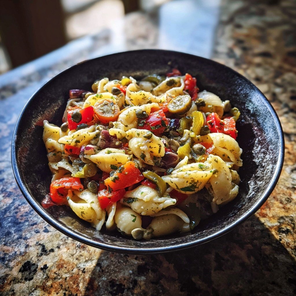 Mediterraner Nudelsalat Mit Kapern Beeren