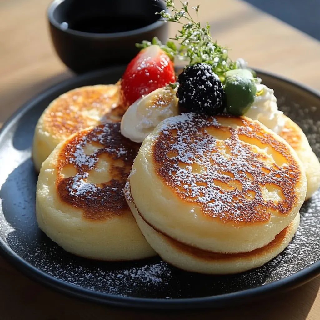 Traditionelle, fluffige japanische Soufflé-Pfannkuchen